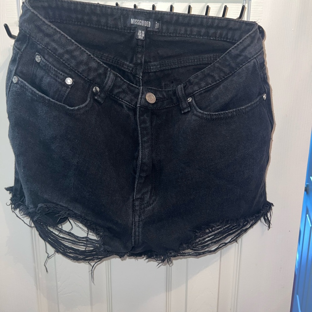 Missguided Charcoal Denim Shorts